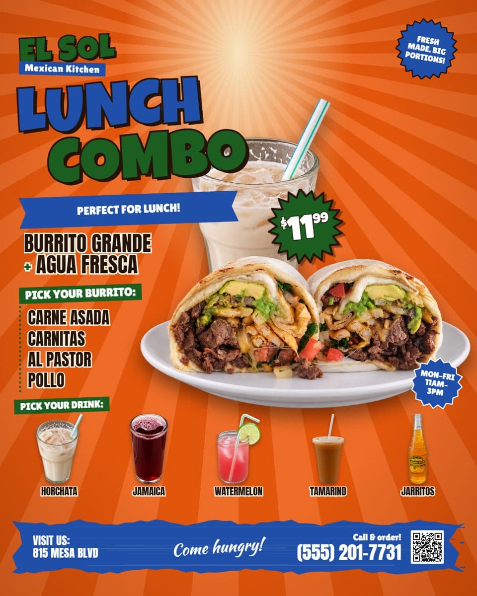 A finished promotion post for a made-up taqueria